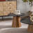 Round Coffee Table with Real Bark Pattern Veneer – Sturdy Pedestal