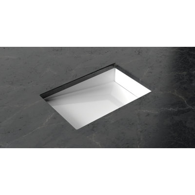 Badeloft 25.2" x 16.1" Stone Resin Undermount Ramp Bathroom Sink UB-04-RL-MBLK in Matte Black