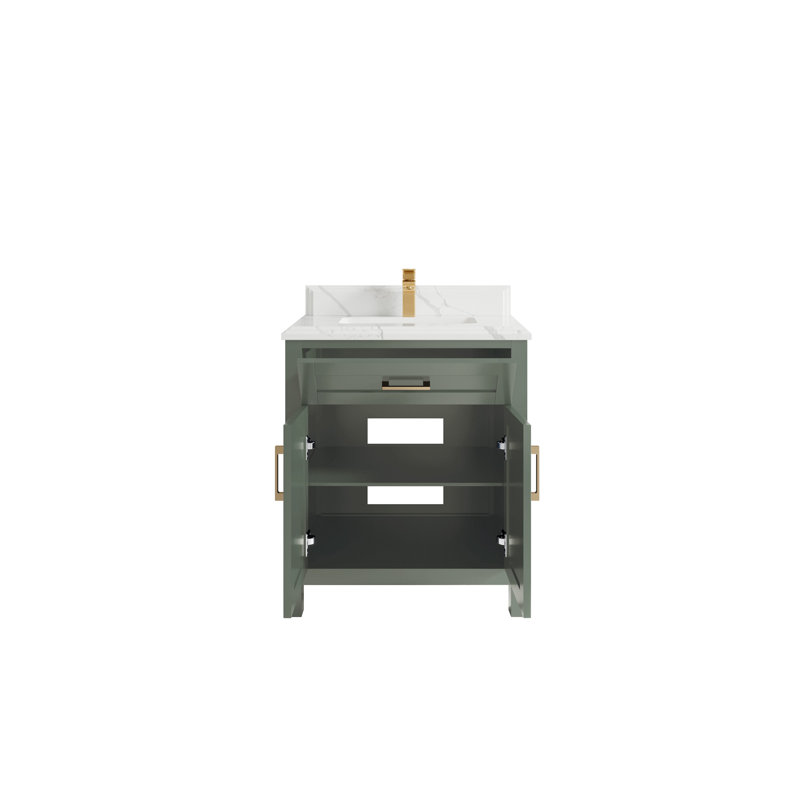 30 po Cambridge X P 22 po Meuble-lavabo simple en D D Evergreen, Calacatta Laza