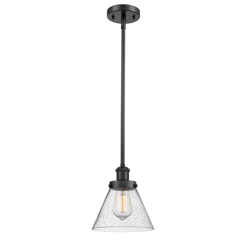 Mini-luminaire suspendu à tige 1 lumière 8 po Ballston Urban Cone, Grainé, Noir mat, Ampoule non incluse