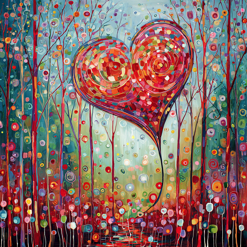 Floating Heart Path Wrapped Canvas Wall Art, 12" W x 12" H x 1" D