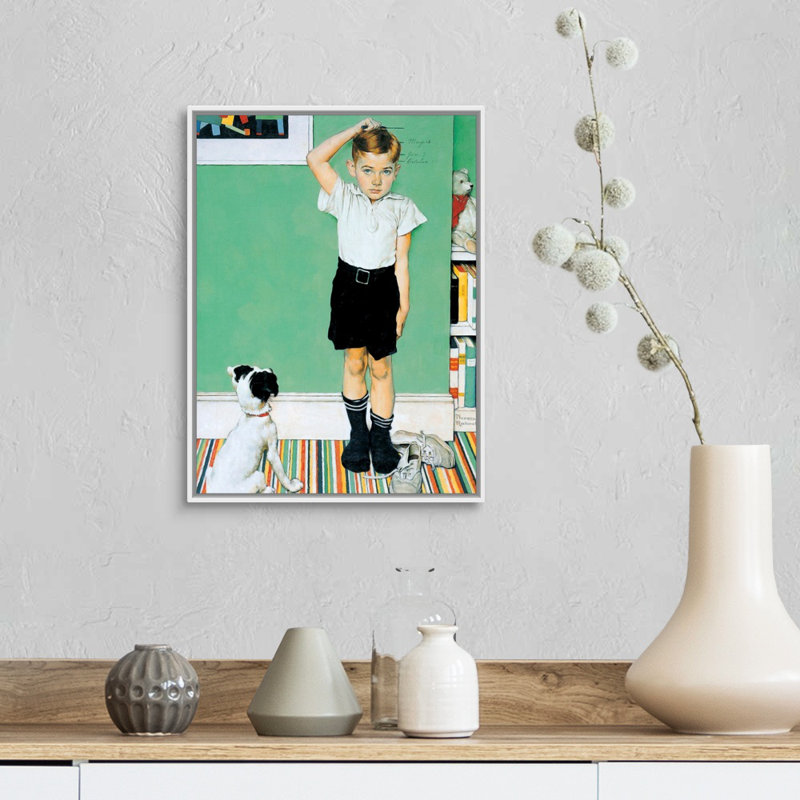 «He Going To Be Taller Than Dad», art mural sur toile, H 18 po x l 14 po x P 1,75 po, Cadre flottant blanc