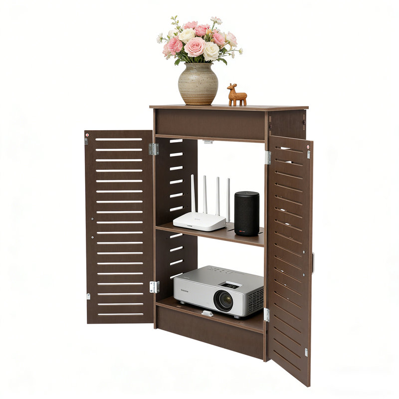 Floor Standing Router Storage Cabinet With Adjustable Shelf, Walnut