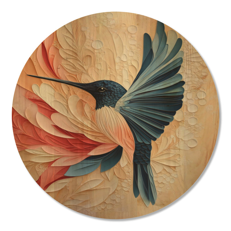 Chamberland I - Boho, impression d'art mural rond en bois, Rond 23 po, Round