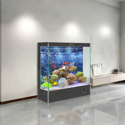 Grand aquarium gris de 59,06 po avec filtration arrière et aquarium en verre ultra transparent