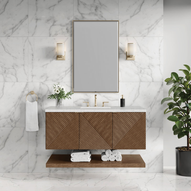 Marcello 48"W Single Vanity W/ Freepower Wireless Charger, Eternal Jasmine Pearl