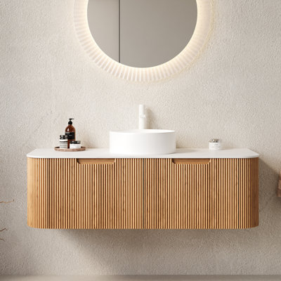 Meuble-lavabo de salle de bain mural à bords arrondis avec 2 tiroirs Dina 48 po avec lavabo Dina