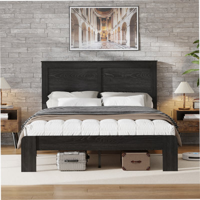 Bed Frame, Wood Platform Bed Frame , Noise Free,No Box Spring Needed and Easy Assembly Tool,Large Under Bed Storage,Dark Black