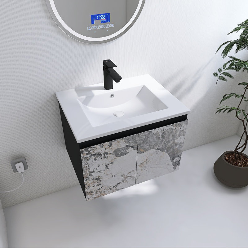  Meuble-lavabo mural 24 po avec lavabo en céramique Exmore