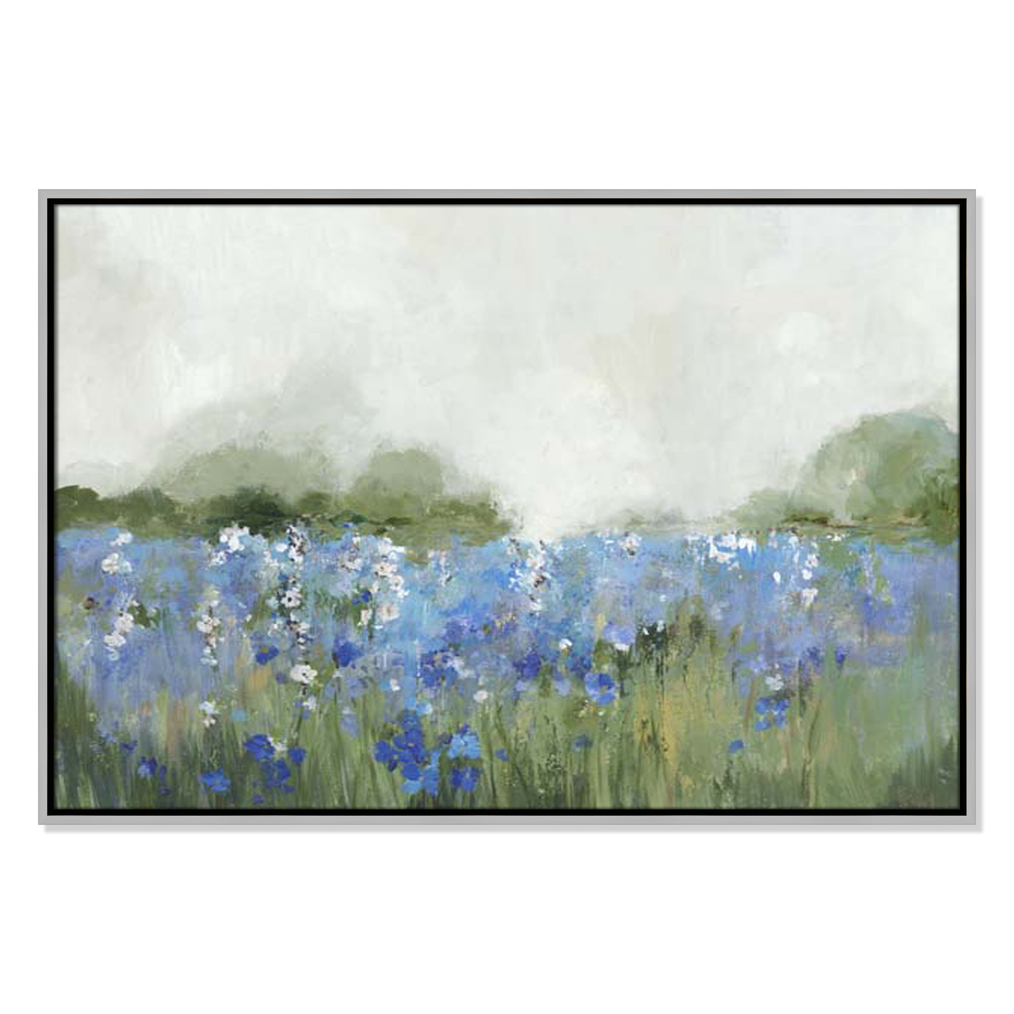 Meadows Bluebells Field by Allison Pearce, 25.5" H x 37.5" W x 2" D, Silver Framed