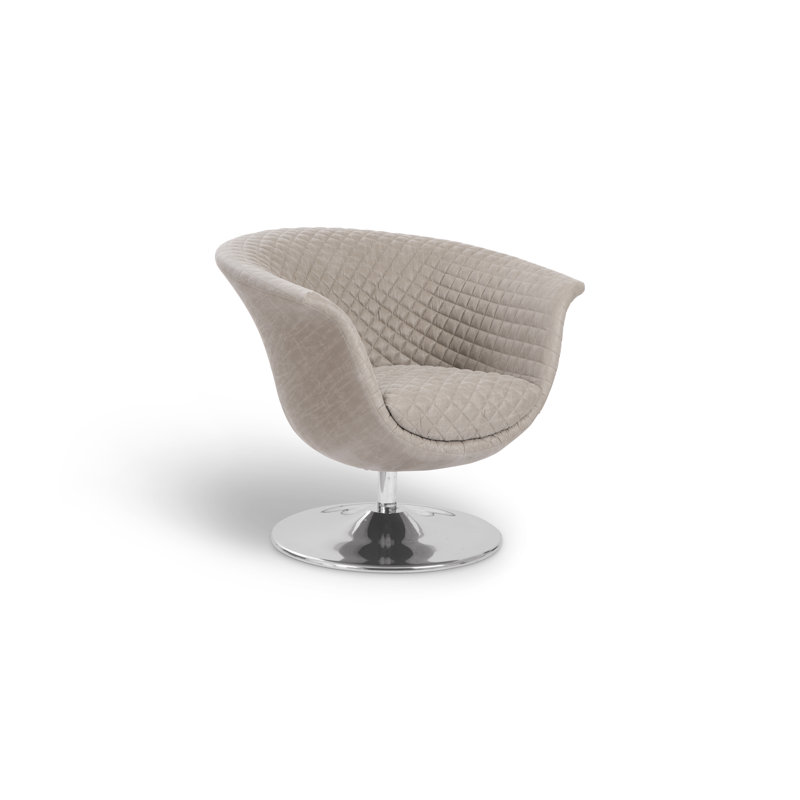 34" W Swivel Barrel Chair, Vintage Gray Taupe Polyester Blend