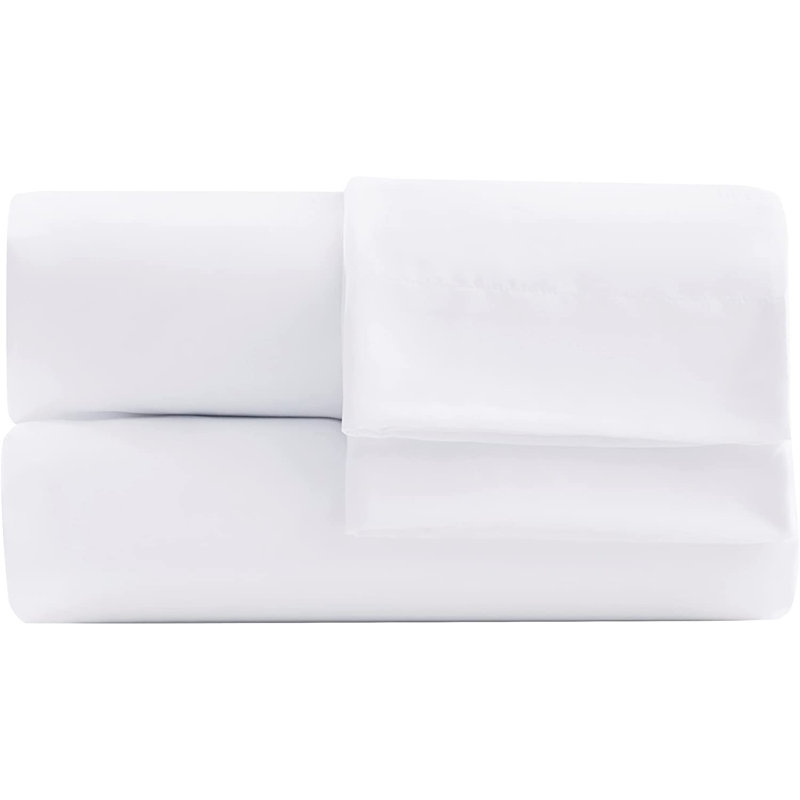 Washed Microfiber Bedding Microfiber Sheet Set, Cal.King Sheet Set + Fitted Sheet + 2 Pillowcases, White