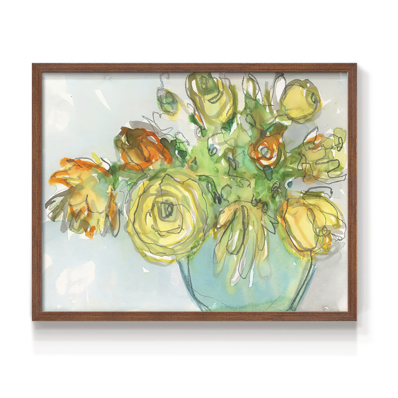 Printemps accent floral I - impression encadrée - réaménageable, H 16 po x l 20 po, Noyer