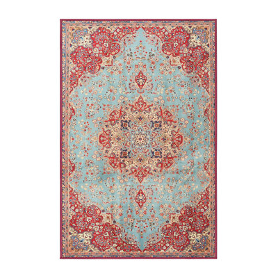 Abiba Oriental Blue/Red/Beige Area Rug