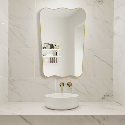 Undulating Reversible Engineered Wood Wall Mirror