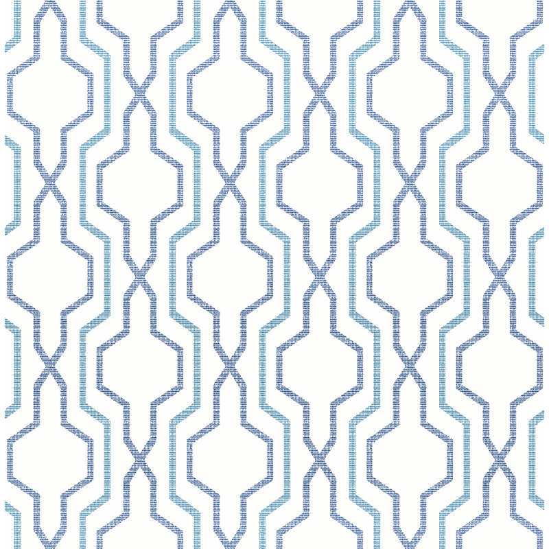 Rouleau de papier peint lisse L 33 pi x l 20,5 po Afan Trellis, Bleu