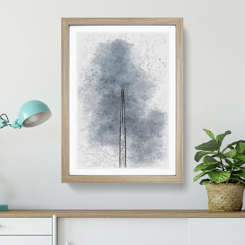 Contrails from the Airplane in Abstract - Picture Frame Graphic Art Print, Oak Framed, 65cm H x 48cm W x 2cm D