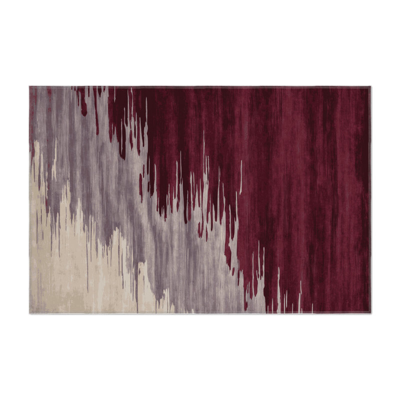Tapis intérieur et extérieur rouge Watercolor, Rectangulaire 2 pi x 3 pi