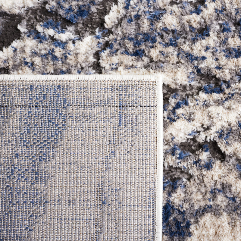 Tapis beige clair / bleu Devoria 112, Rectangle 5 pi 3 po x 7 pi 7 po