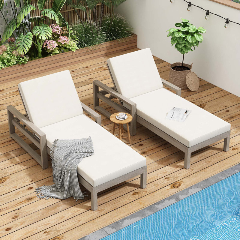 Chaise longue d'extérieur à 5 positions avec coussin et dossier réglable pour la cour, la piscine, la terrasse et la pelouse