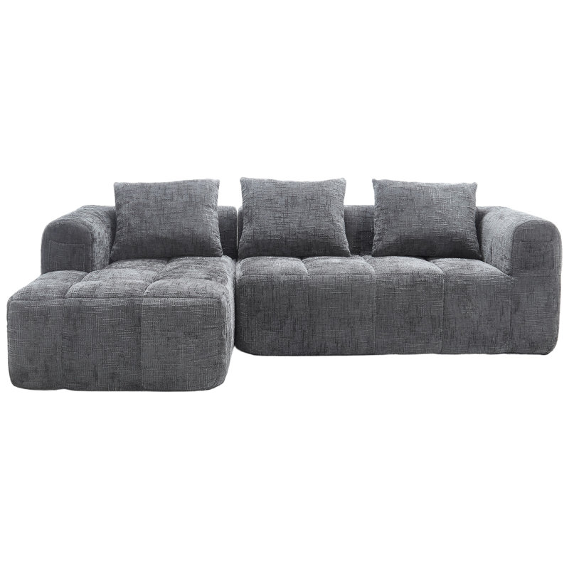 3 Seater Chenille Sofa, Grey