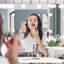 Kialen Modern Corner Makeup Vanity with 10  LED Lights, Tri-Fold Mirrors and 5 Drawers-76454799