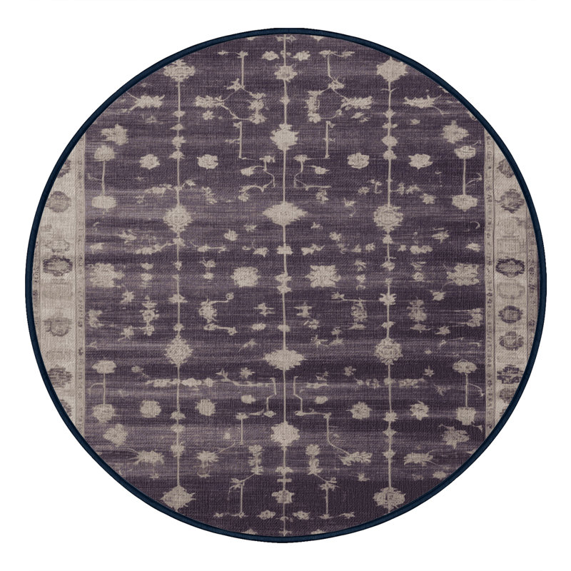 Tapis mauve lavable à la machine, Rond 5 pi