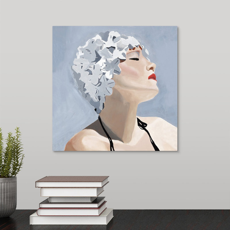 « nage cap ii », peinture sur toile, H 12 po x l 12 po x p 1,25 po, Toile tendue
