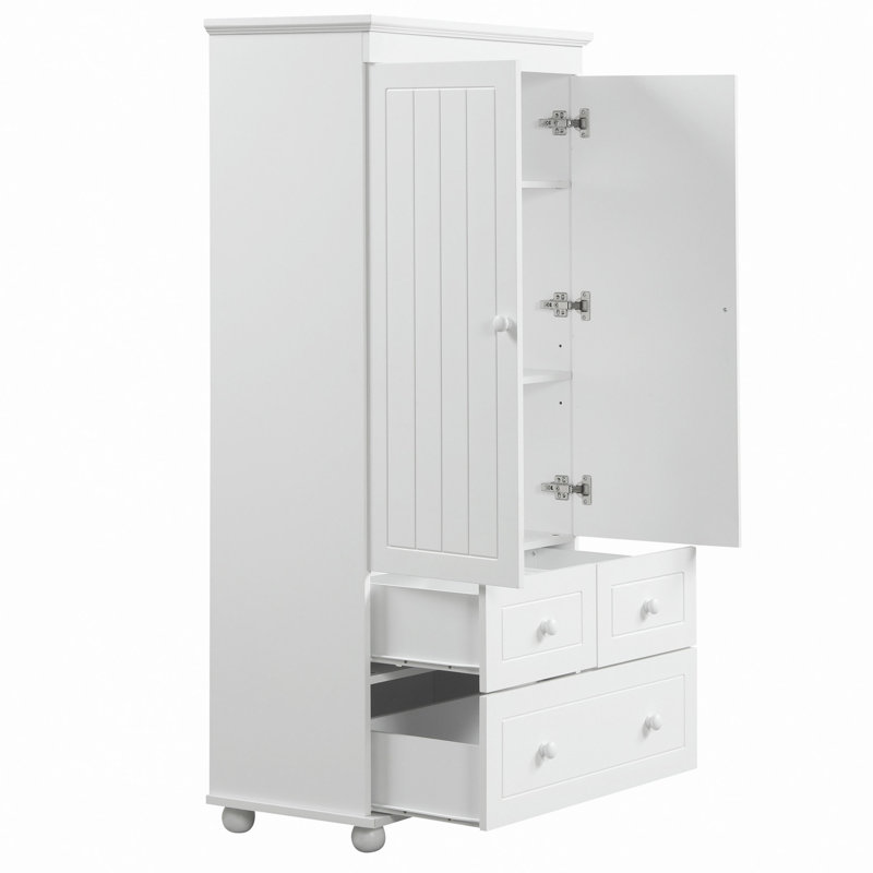 Grande armoire de rangement avec trois tiroirs pour salle de bain / bureau, blanc