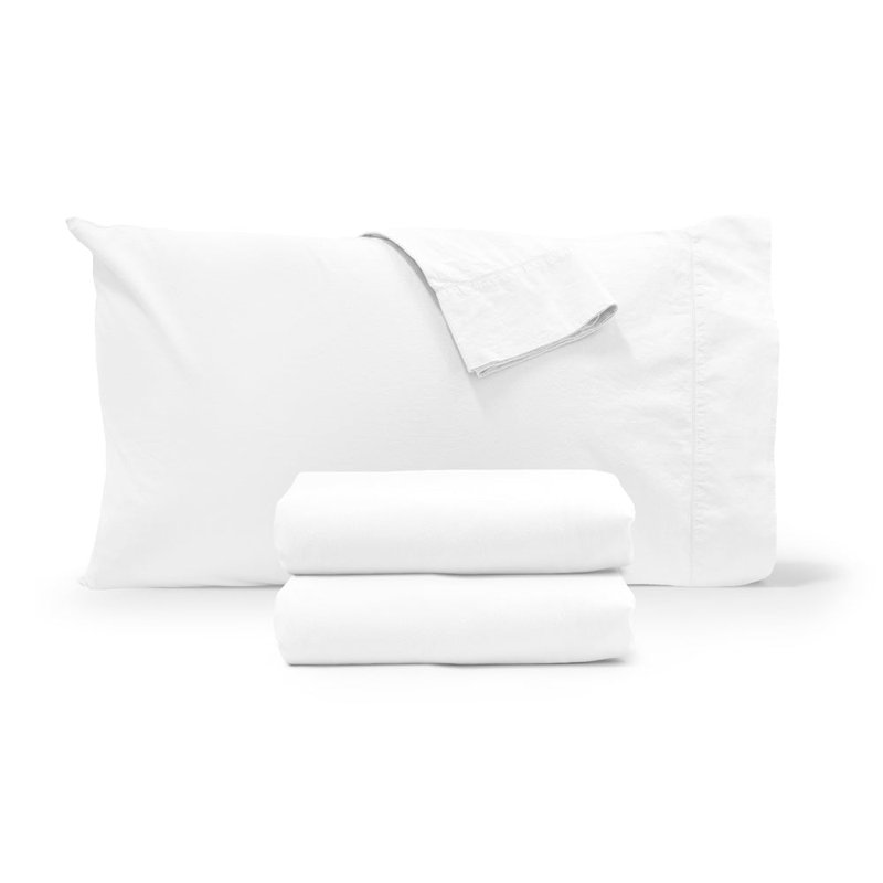 Twin White Cotton Percale Sheet Set
