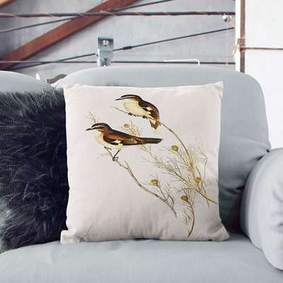 Double Eyebrowed Robins by Elizabeth Gould Cushion with Filling