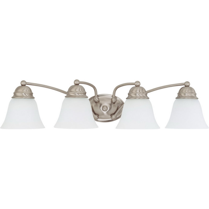 Éclairage de salle de bain à intensité variable 4 lumières Knudson, Nickel, Blanc