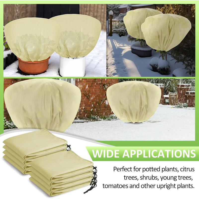 12-Pack Plant Fleece Frost Protection Bags 100x60cm with Drawstring | Breathable Winter Covers for Shrubs, Potted Plants, Fruit Trees & Garden Protection