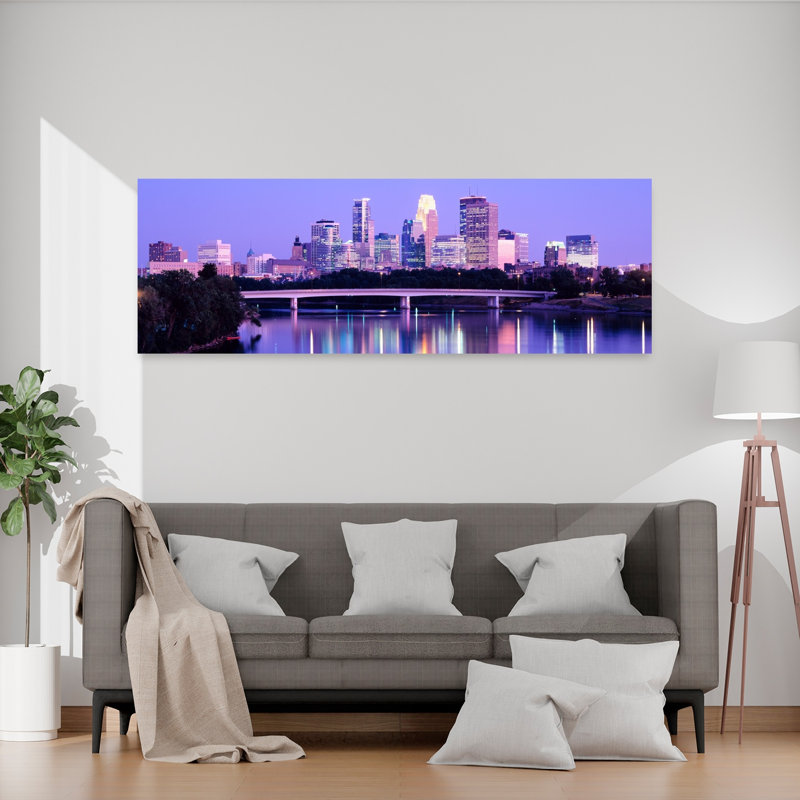 Minneapolis, art abstrait de la ville de Mn, art mural contemporain, H 20 po x l 60 po