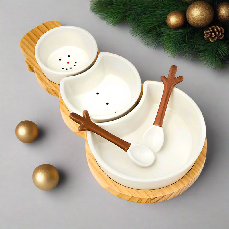 Ensemble et bol de bonhomme de neige