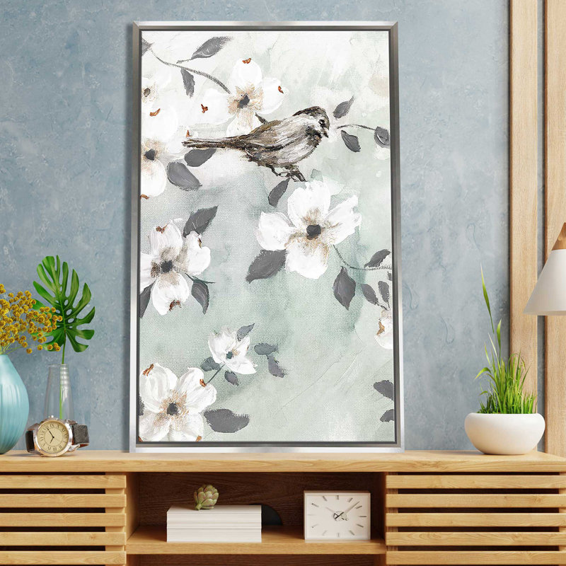 Spring Solo Serenade II - Peinture, L 21,5 po x H 33,5 po, Encadrement argenté
