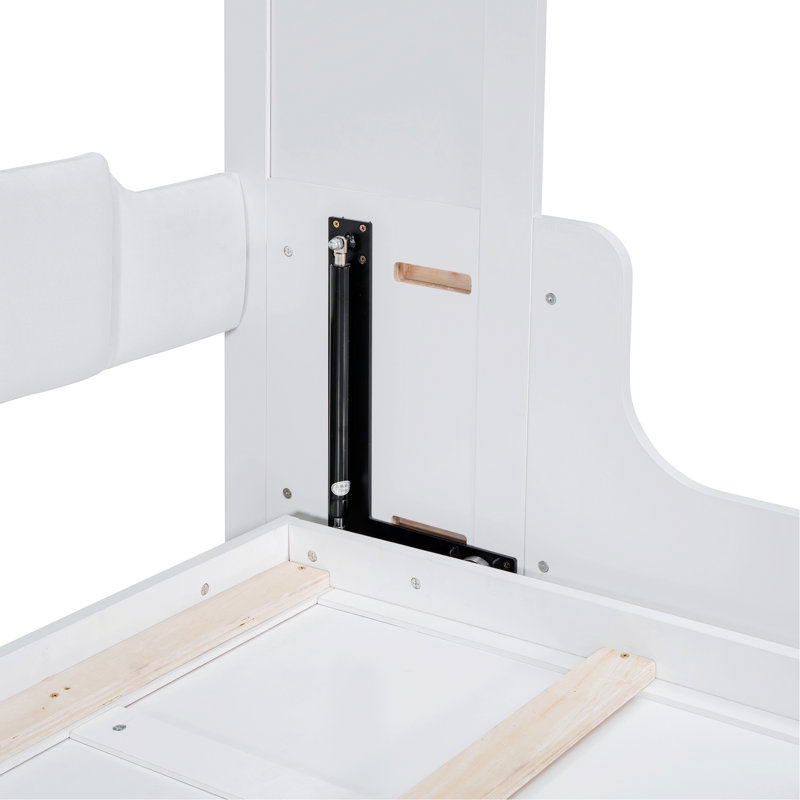 Lit escamotable, lit en bois pour chambre d'amis, maison, Blanc