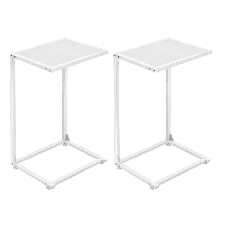 2-Pack Horizontal C-Shaped Side Table White