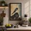 Red-Faced Bird on Wood Japandi - Wrapped Canvas-1018832222-1018832220