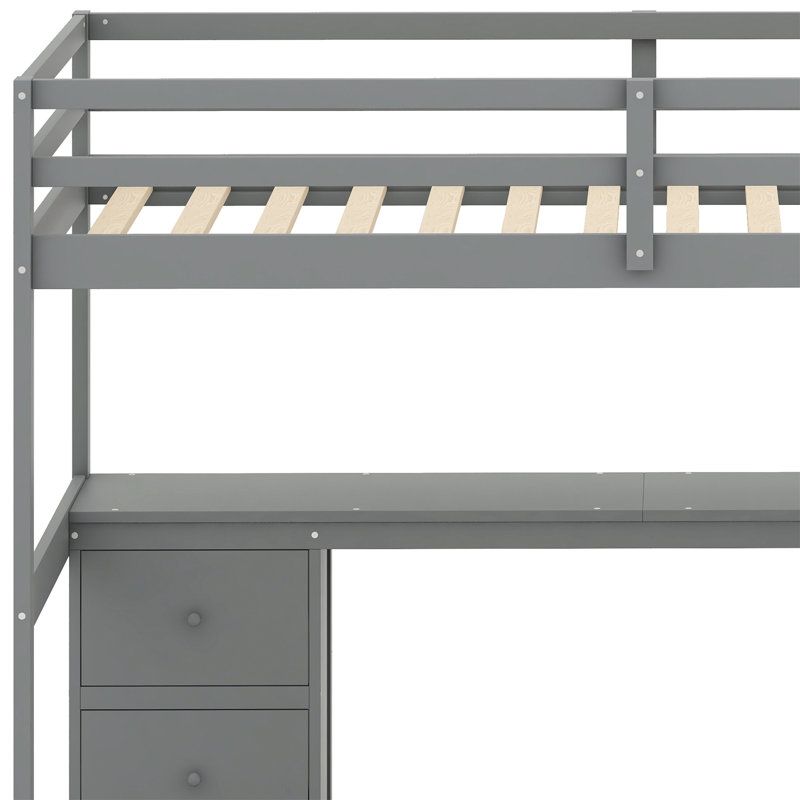 Lit mezzanine simple avec tiroirs Johntavis Kids, Gris