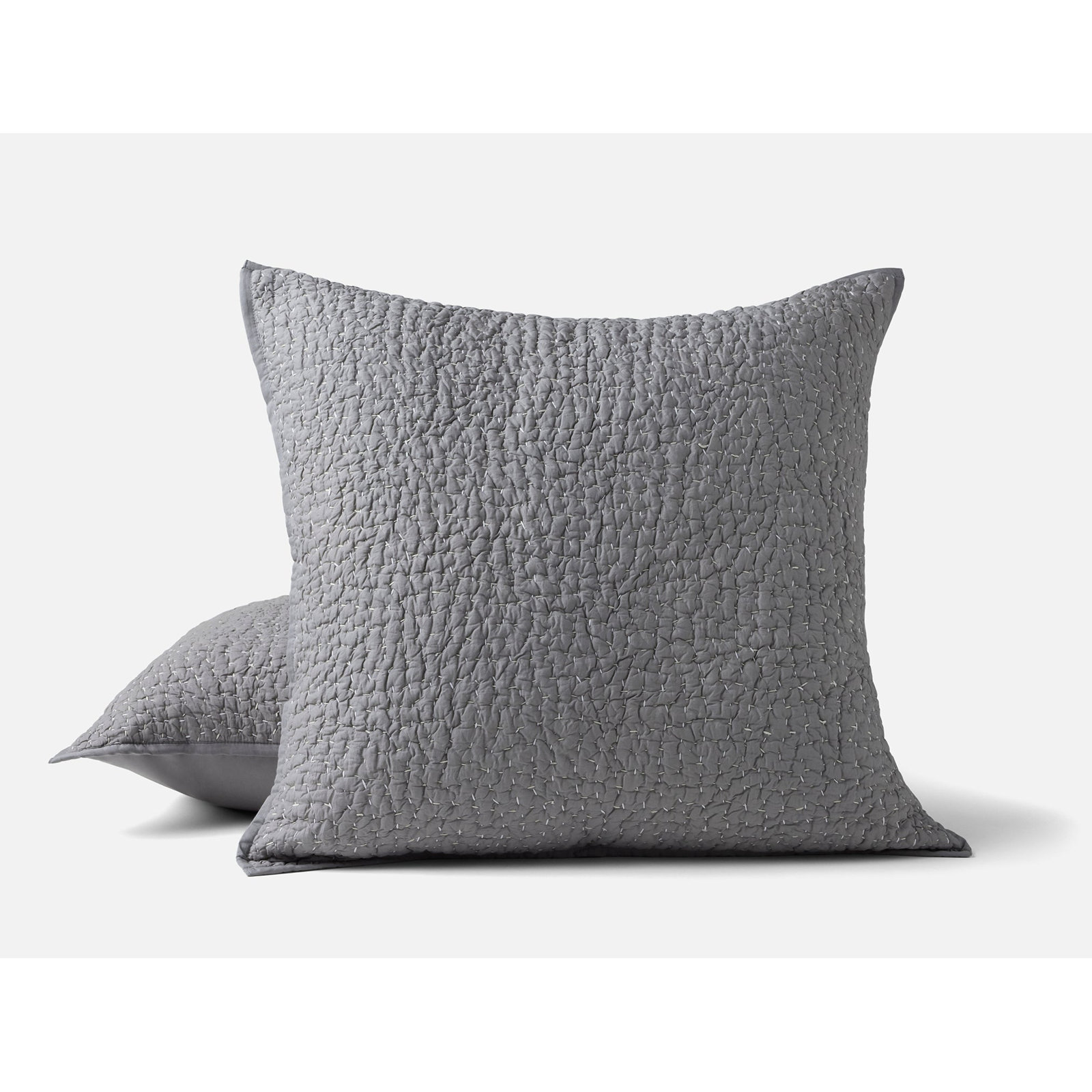 Pebbled Handstitched Organic Sham, Slate