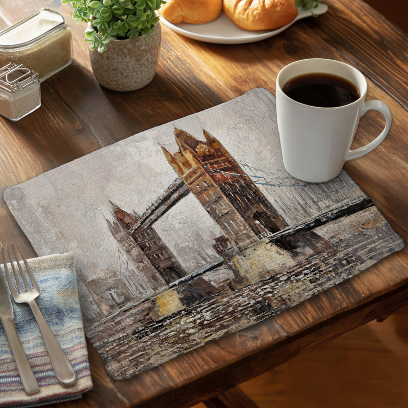 London Tower Bridge Orange Braided Polyester Placemat Decor
