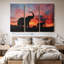 «Elephant Silhouette Sunset» sur toile-957129952