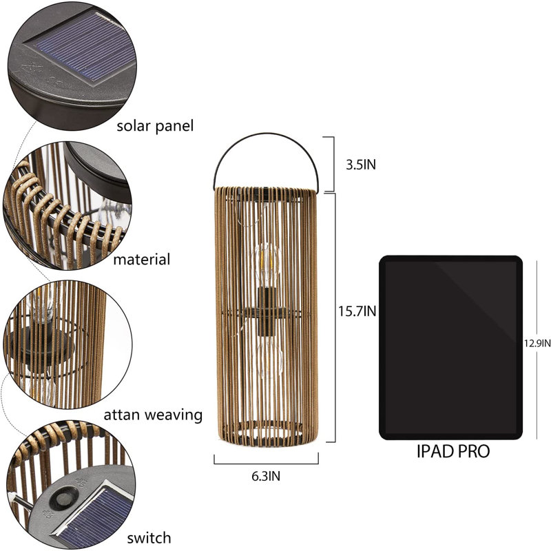 16.3'' Solar Powered Integrated LED Outdoor Lantern