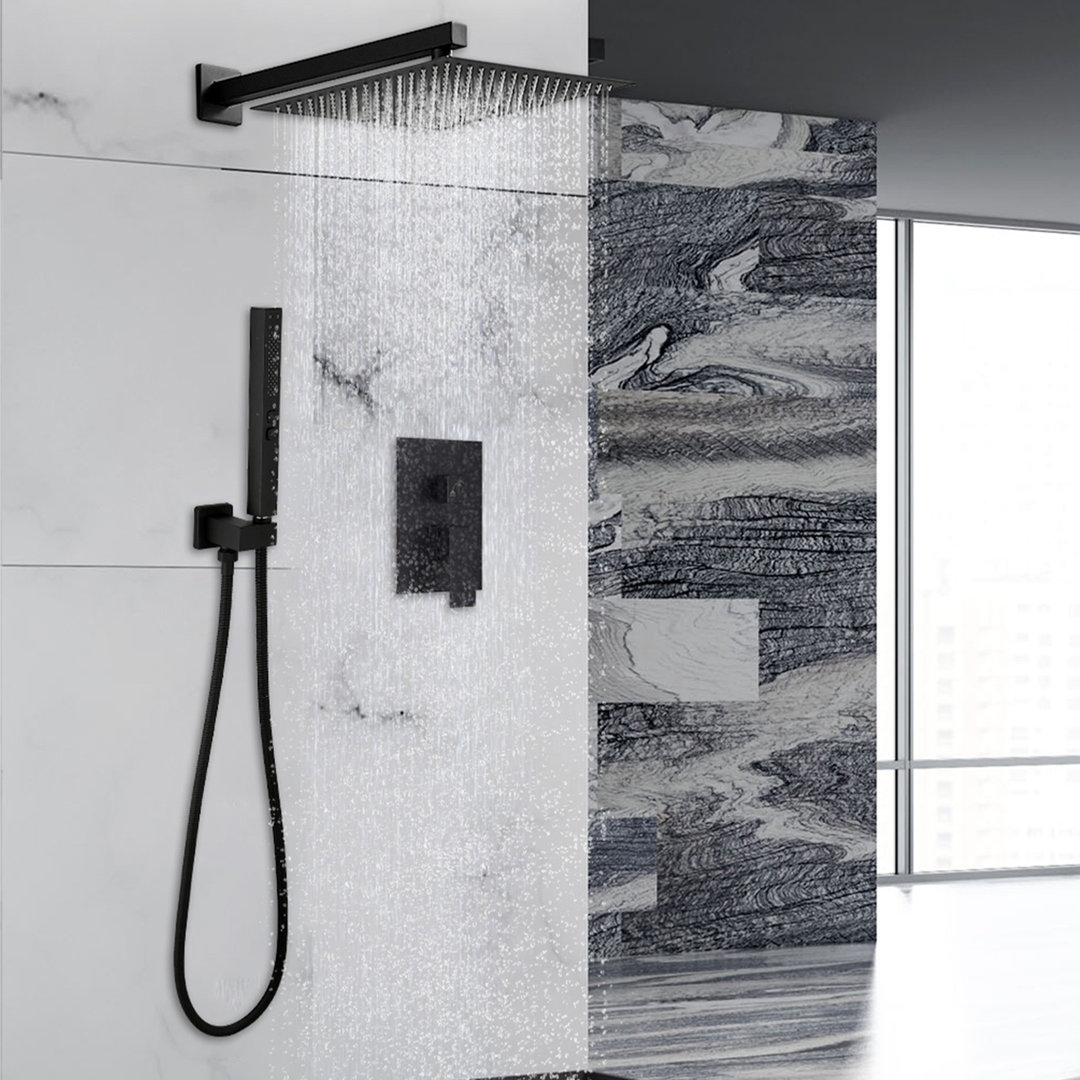 12 Inch High Pressure Bathroom Wall Mounted Rainfall Shower Faucet System With Rough-In Valve BESy