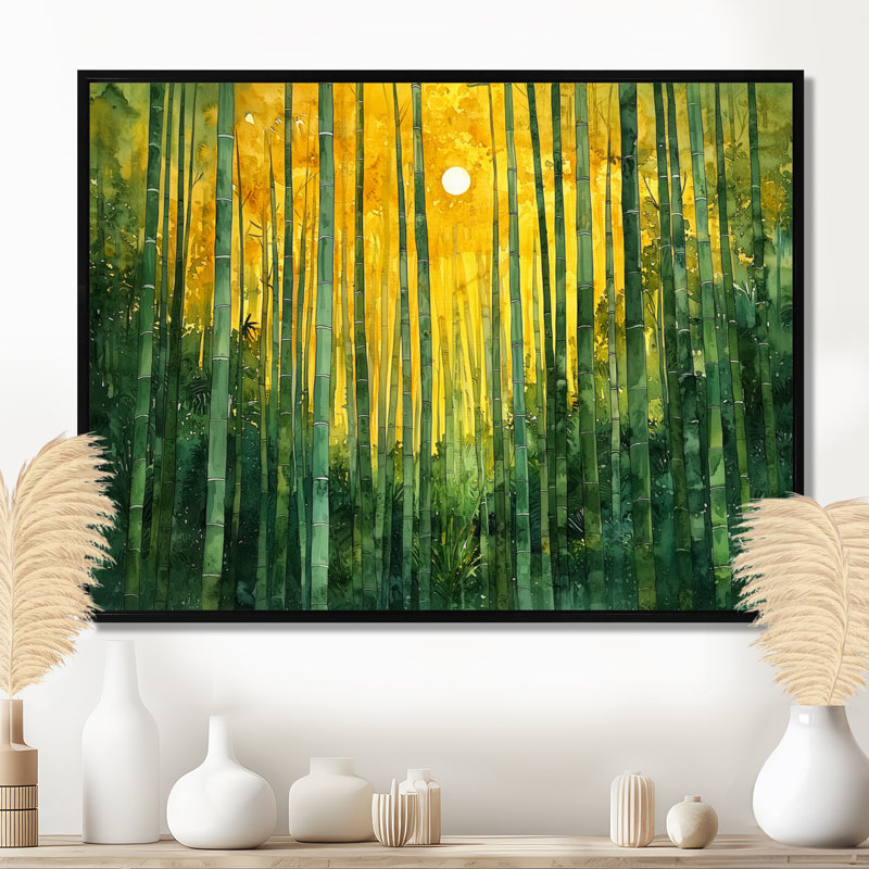 Forêt de bambou d'Arashiyama en Chine - Art mural en bambou, H 34 po x l 44 po, Impression de cadre photo, Noir