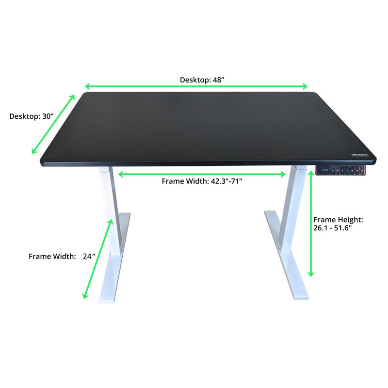 Uncaged Ergonomics Rise Up 48" x 30" Dual-Motor Electric Standing Desk - Height Adjustable Sit-Stand Desk with Memory Presets, Black MDF Top, Gray Frame