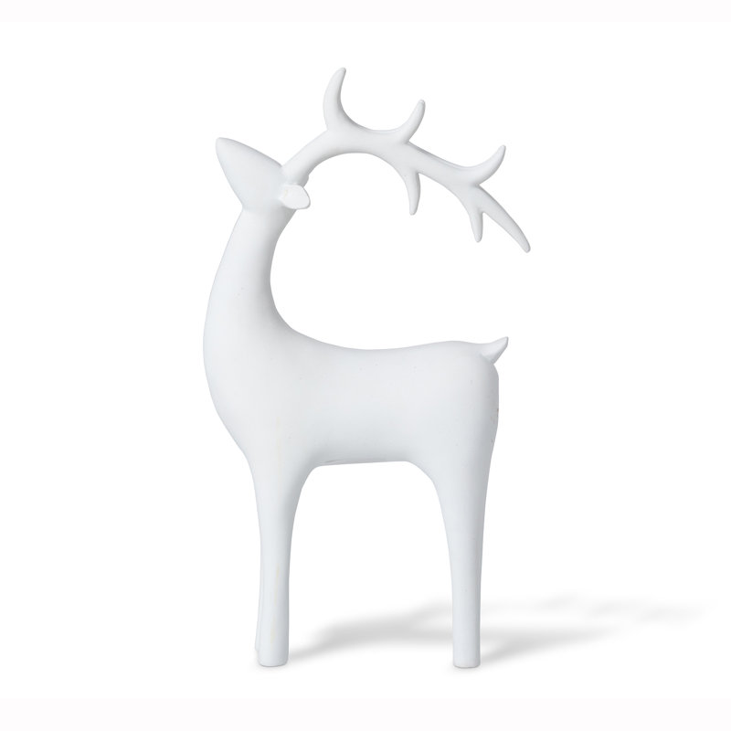 Nordic Red Deer, 11.75" H x 6.5" W x 3" D , Matte White