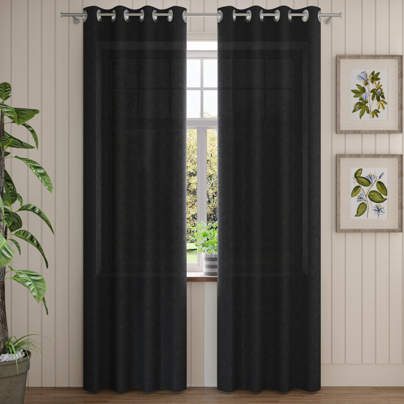 Panneau de rideau simple intérieur / extérieur Kerbi Sunbrella, Spectre carbone, 52" W x 96" H