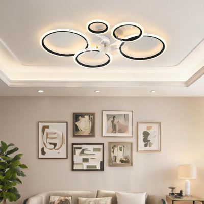 Remote Operation Ceiling Fan in Black, 39 x 27 x 7 in, with Seasonal Airflow, DC Motor, LED Illumination
